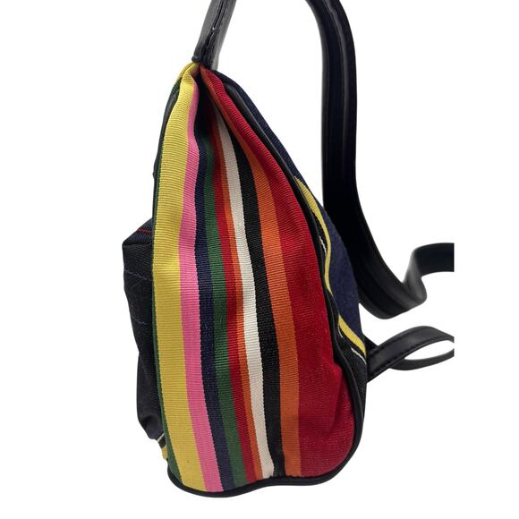 Villager by Liz Claiborne Womens Vintage 90s Striped Triangle Backpack Sling Bag - Picture 7 of 16